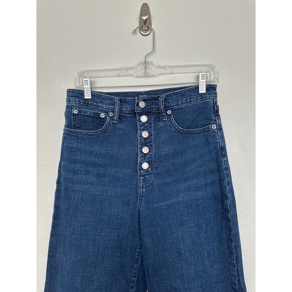 GAP High Rise Wide Leg Button Fly Indigo Blue Jeans Cotton Women's 28T 28 Tall - Picture 2 of 9